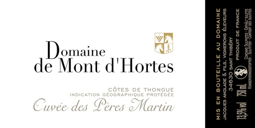 Mont d'Hortes - IGP Thongue - Cuvée des Pères Martin 2021